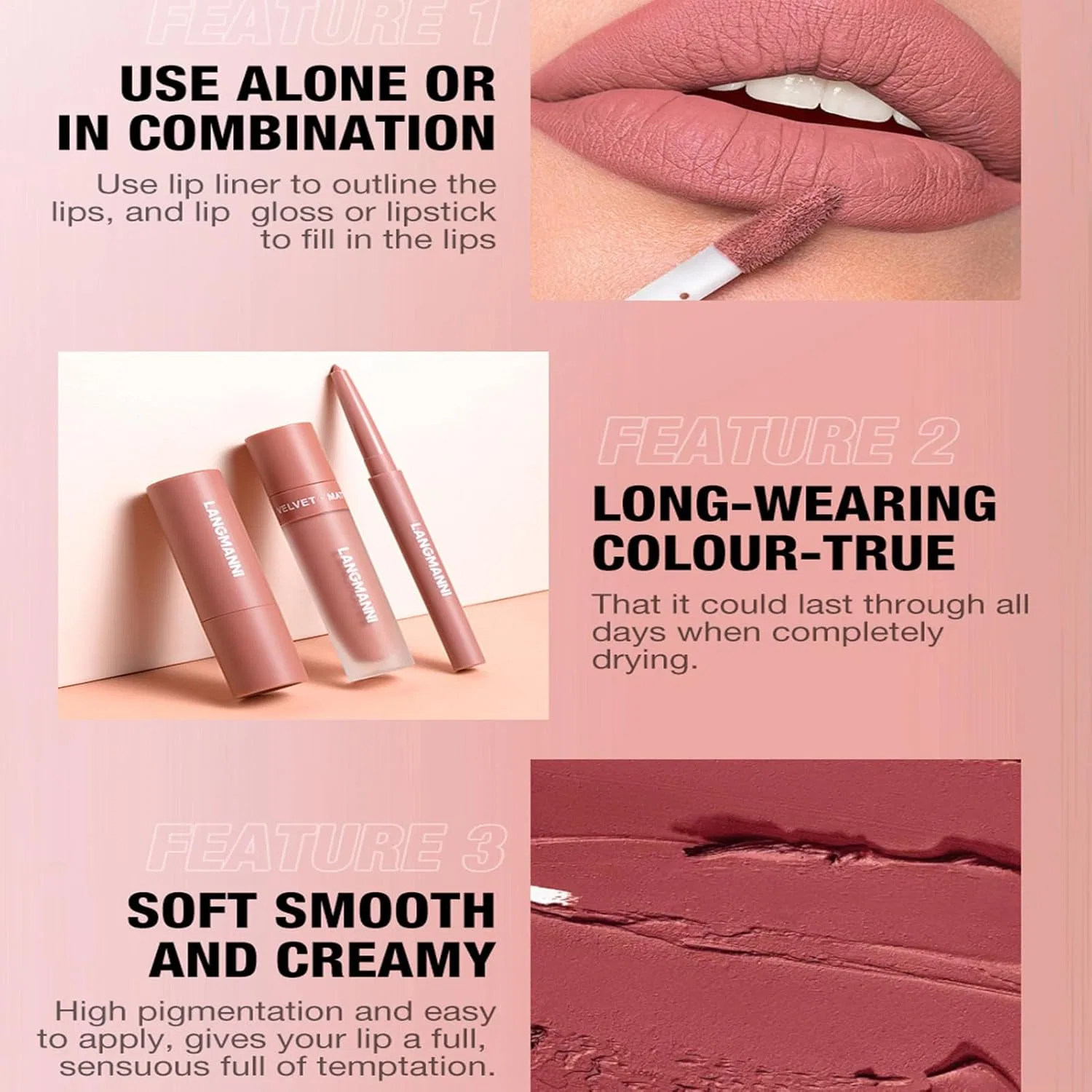 Набор для губ Lipstick Lip Liner Kit, 04 Generic — фото 4
