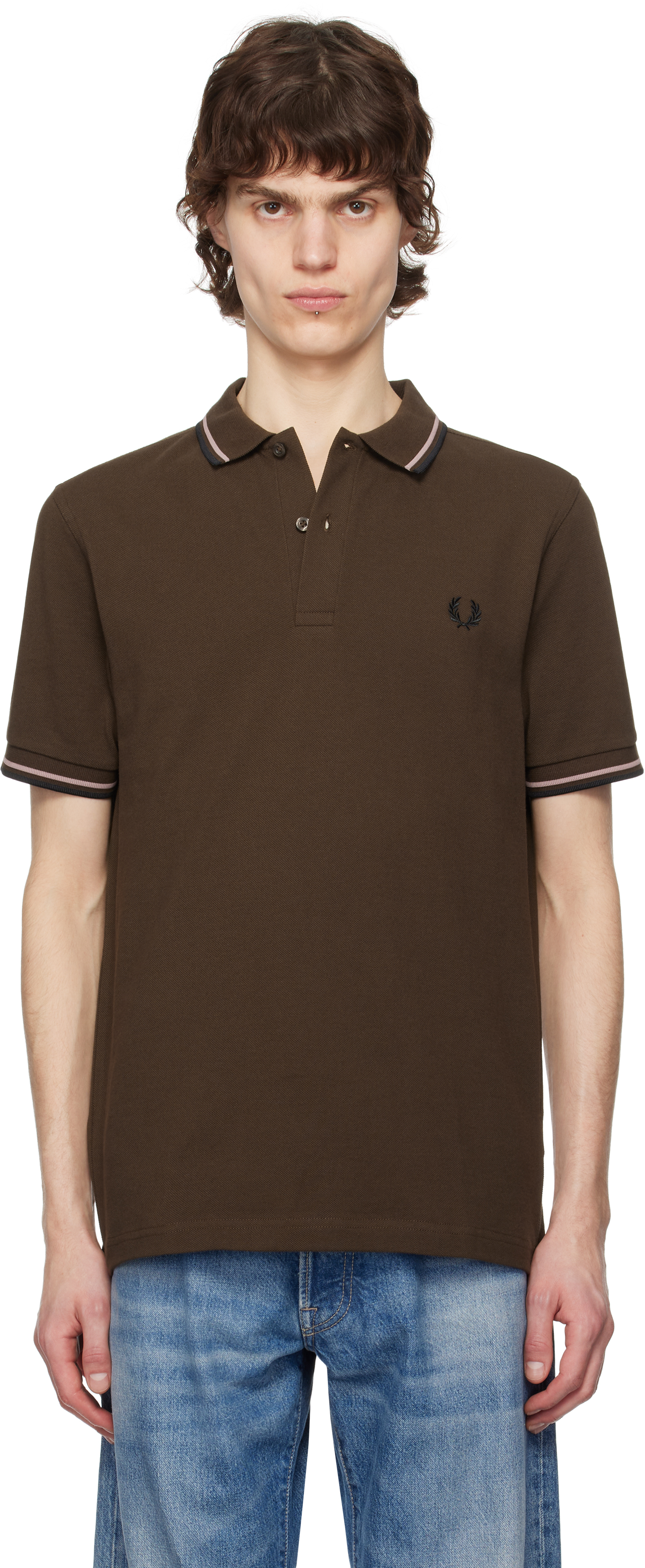 

Коричневое поло с двумя наконечниками Fred Perry