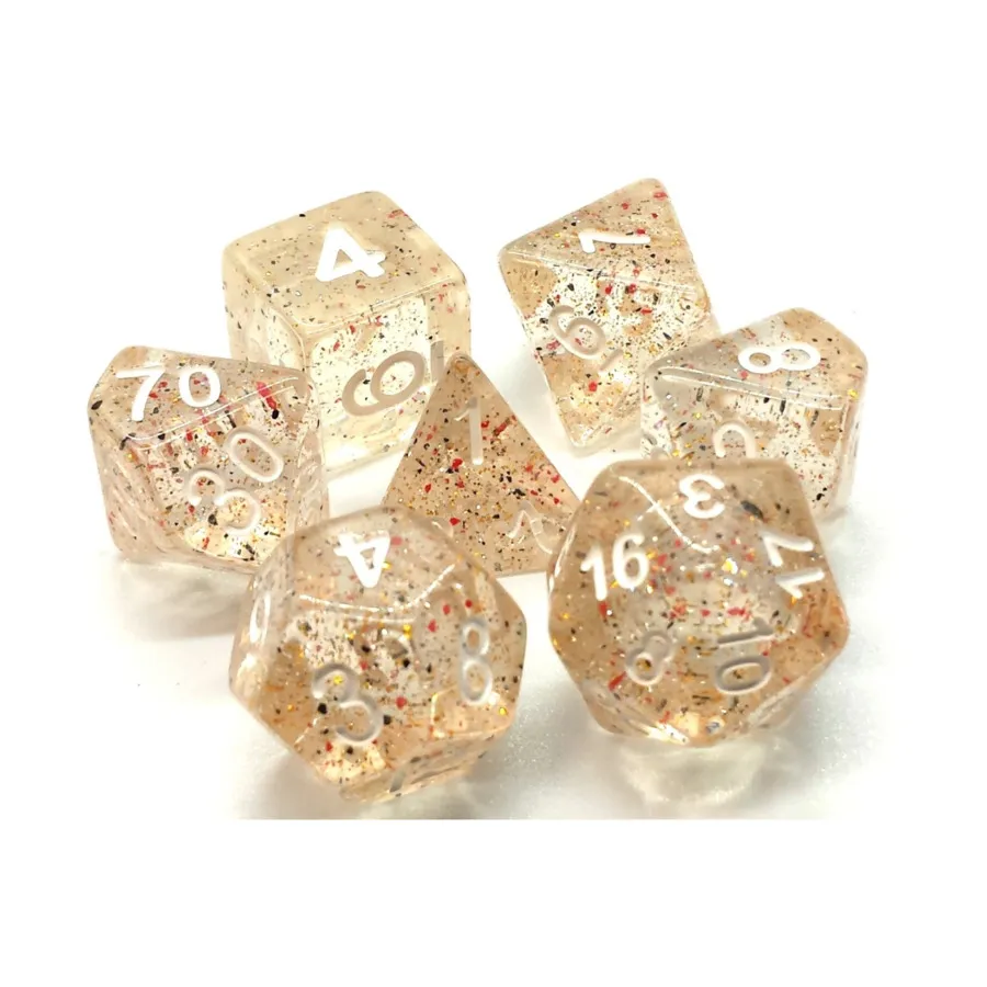 

Поли-набор конфетти с белым (7), Acrylic-Resin Dice - Particles