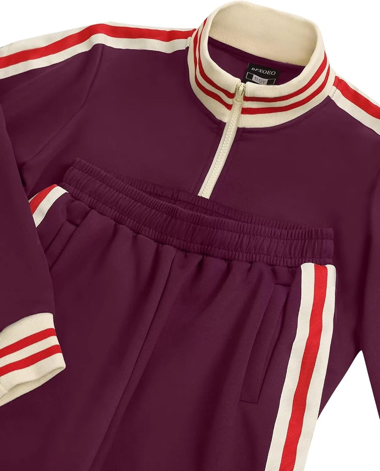 Детский спортивный костюм с молнией BPXOEO, 2 предмета, Wine Red — фото 3