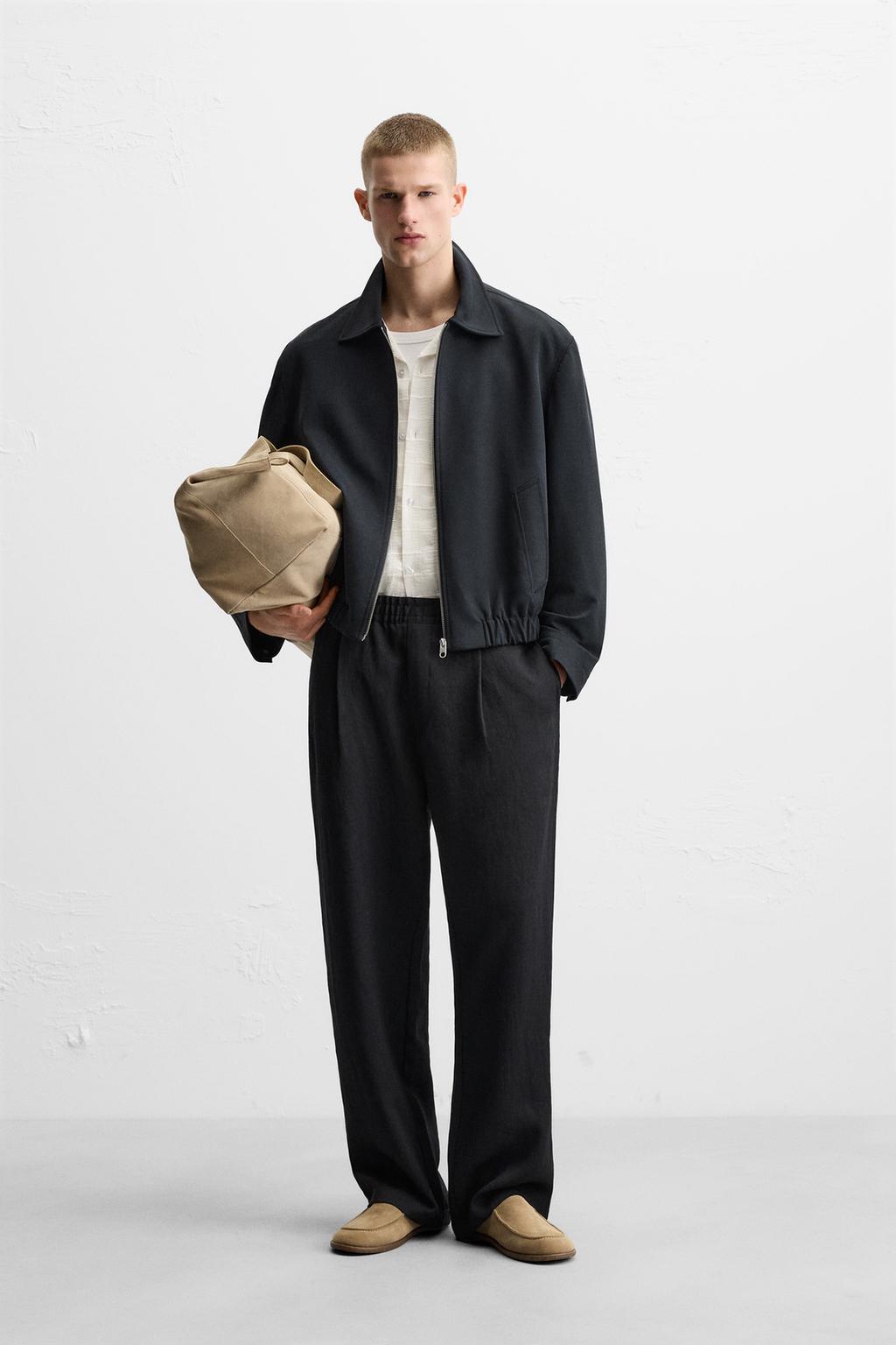 

Струящаяся куртка на молнии ZARA, цвет Dark navy