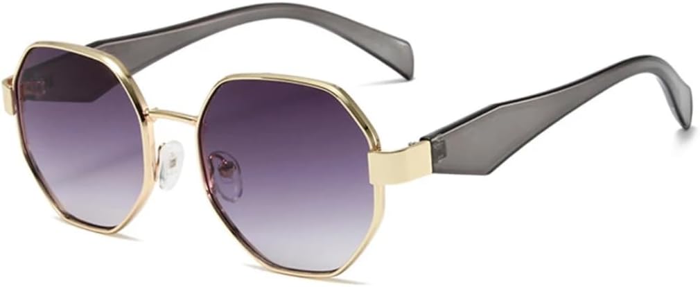 

Солнцезащитные очки с защитой UV400 | Металлические круглые, в стиле панк, с металлическими шарнирами | Для женщин и мужчин, для занятий спортом на открытом воздухе и вождения DSVIGF, Gold-lightgray