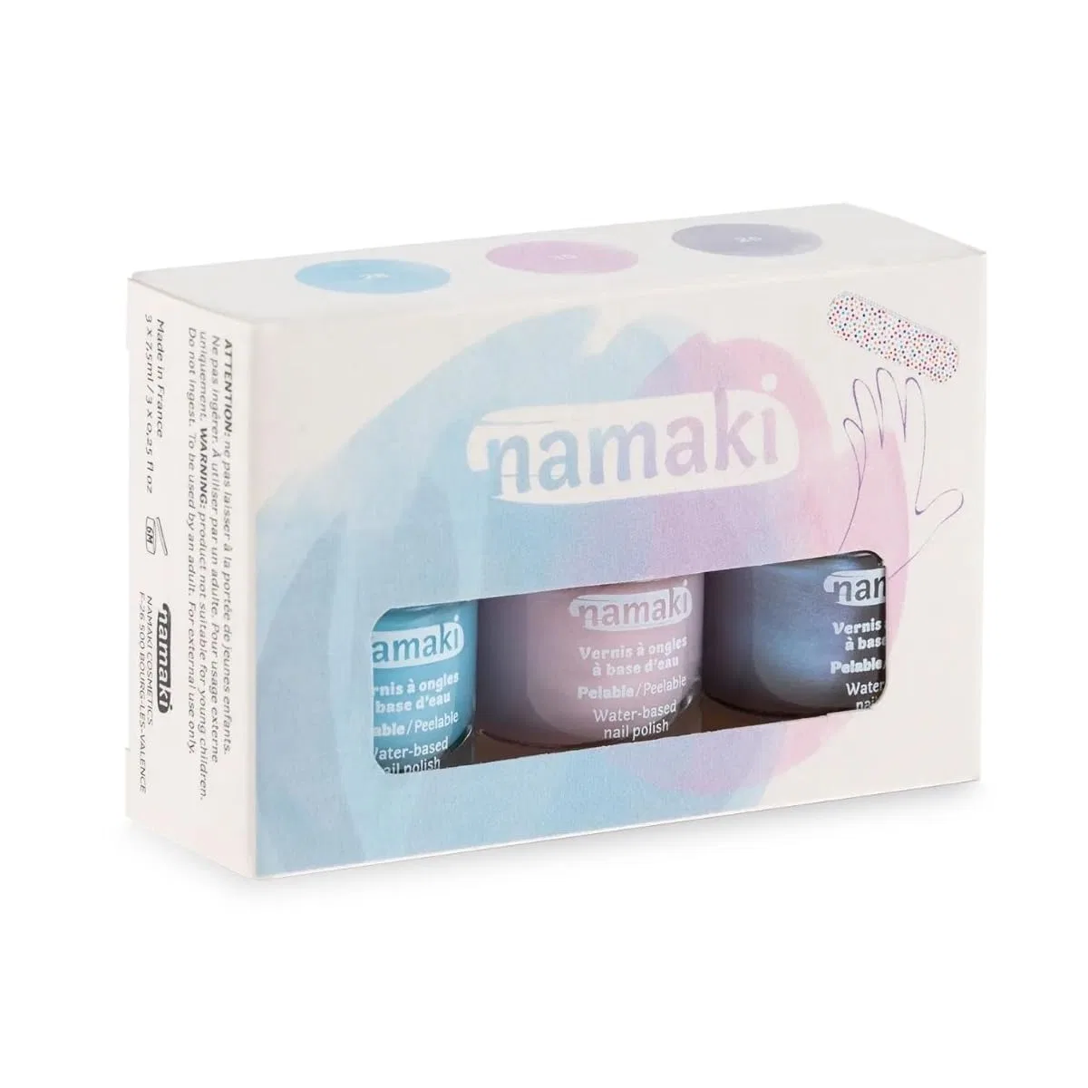 Набор детских лаков для ногтей «Frosted Blue - Pale Pink - Blue Silver» (3 шт.) от namaki Namaki