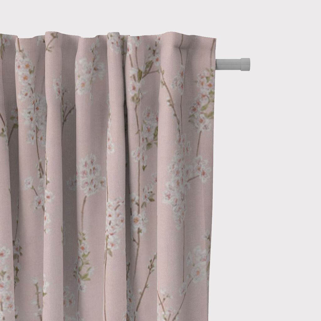 

КРАСИВАЯ ЖИЗНЬ. Штора Almond Blossom ветки цветка миндаля розовая 245см подвесные люверсы Schöner-Leben, розовый