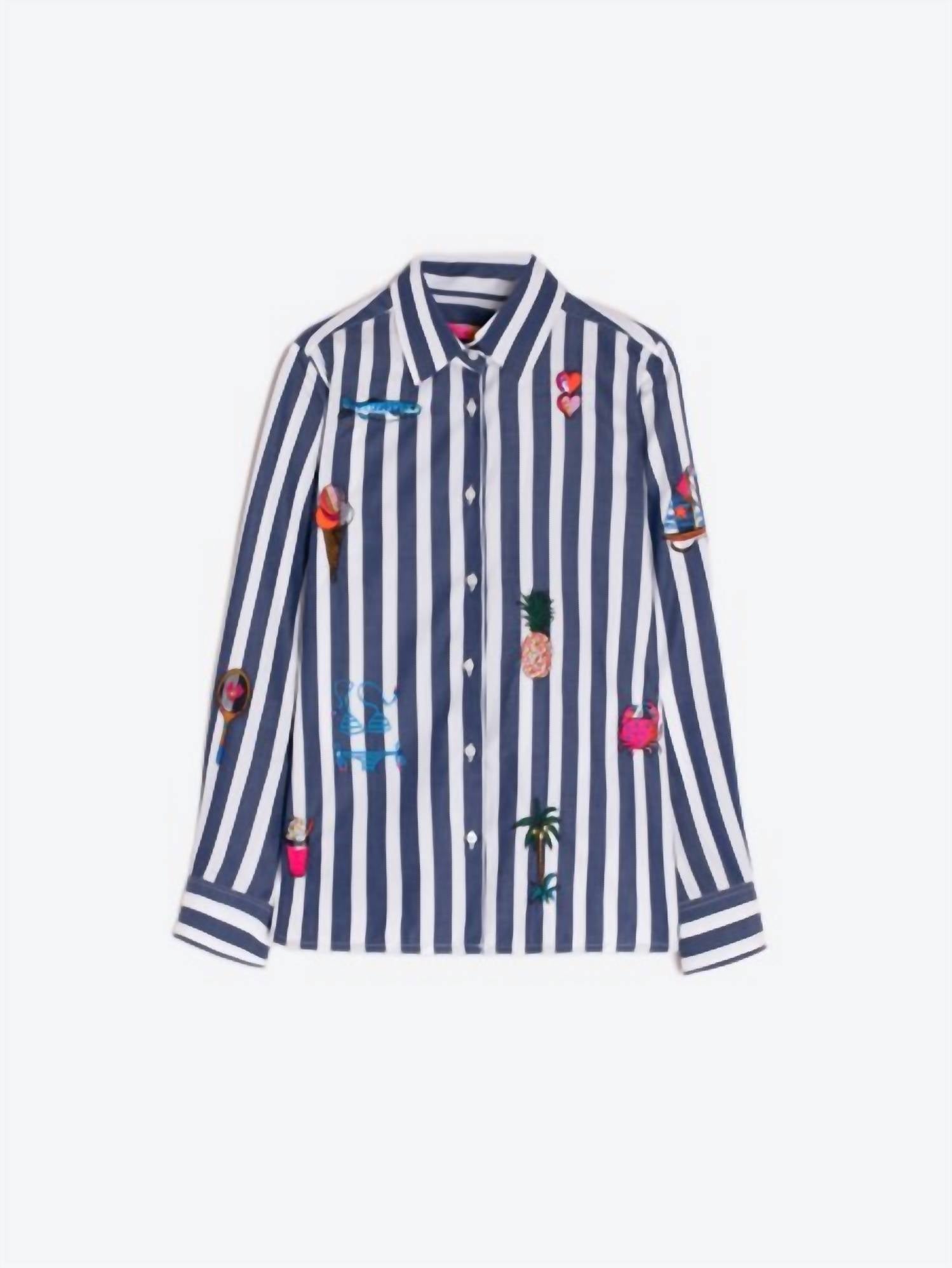 

Isa Полосатая вышитая рубашка Raya в цвете Raya Azul Vilagallo, Raya Azul