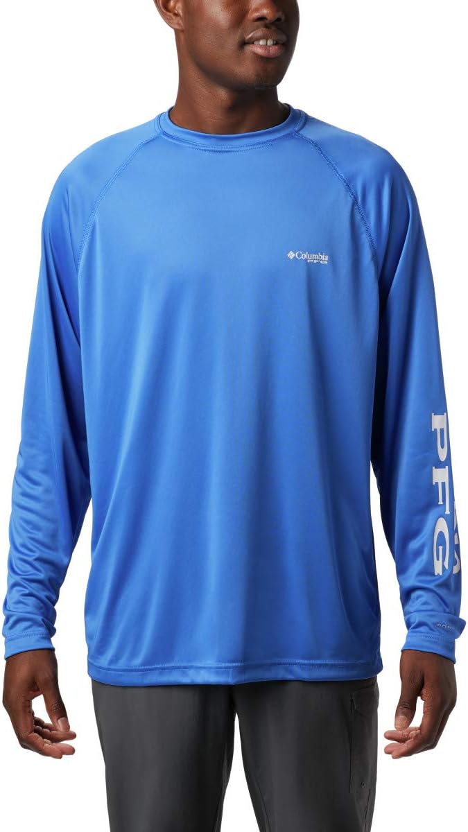

Columbia мужская футболка с длинным рукавом Terminal Tackle PFG Statetriot, Vivid Blue/Cool Grey Logo, Серый, Columbia мужская футболка с длинным рукавом Terminal Tackle PFG Statetriot, Vivid Blue/Cool Grey Logo