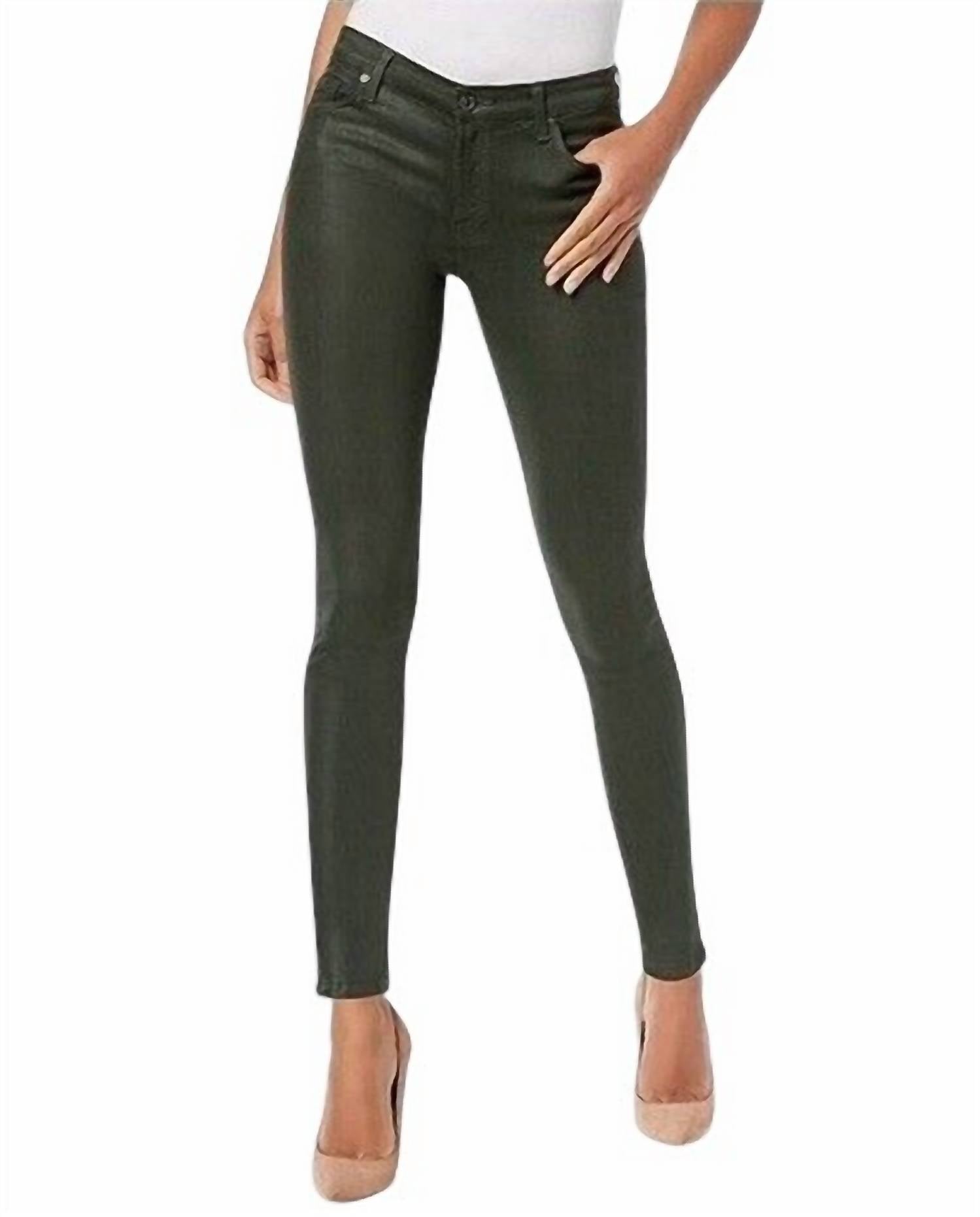

Джинсы Skinny Ankle Coated Shiny Mid Rise Jeans зеленого цвета 7 For All Mankind