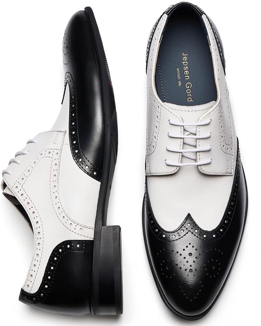 Мужские классические туфли Jepsengord Wingtip из натуральной кожи коровы, оксфорды с брогированием, формальные деловые и свадебные дерби Jepsen Gord, белый — фото 3