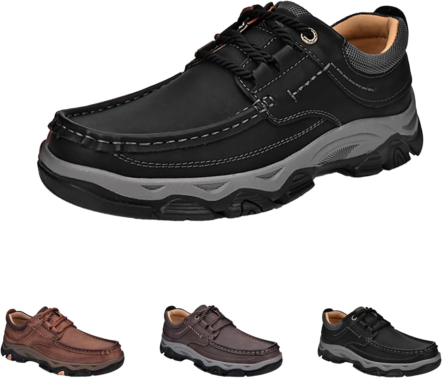 

Мужские ортопедические прогулочные туфли на подкладке с противоскользящей подошвой, удобные и дышащие повседневные деловые лоферы для мужчин Generic, черный