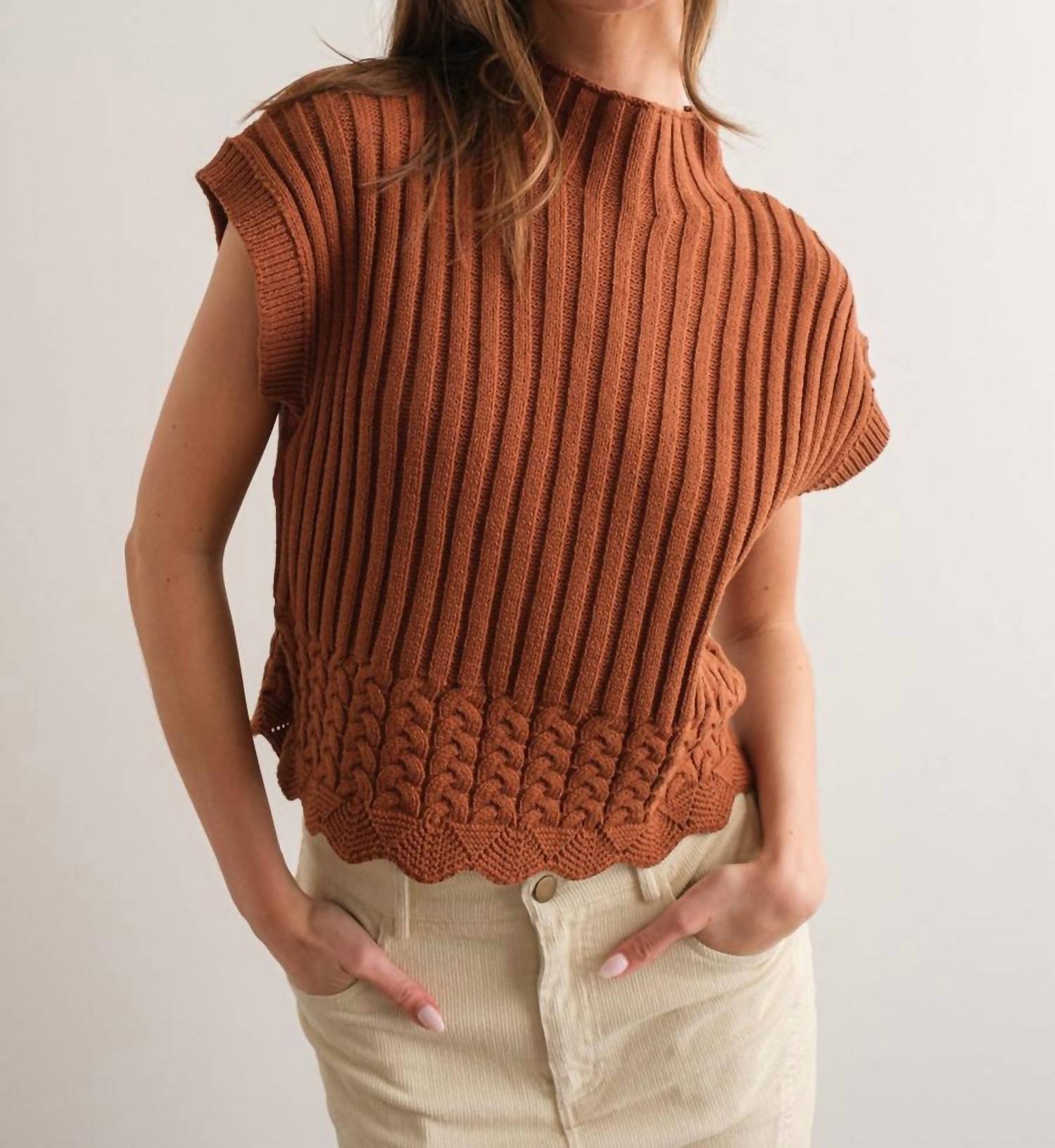 

Свитер-жилет с высоким воротником в цвете кафе PAPERMOON, Cafe