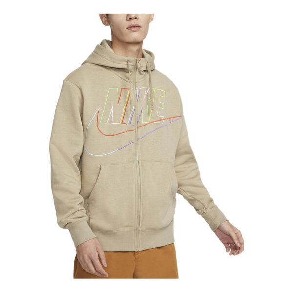 

Толстовка Nike Big Logo Sportswear Club Fleece Full-Zip Hoodie 'Khaki', хаки