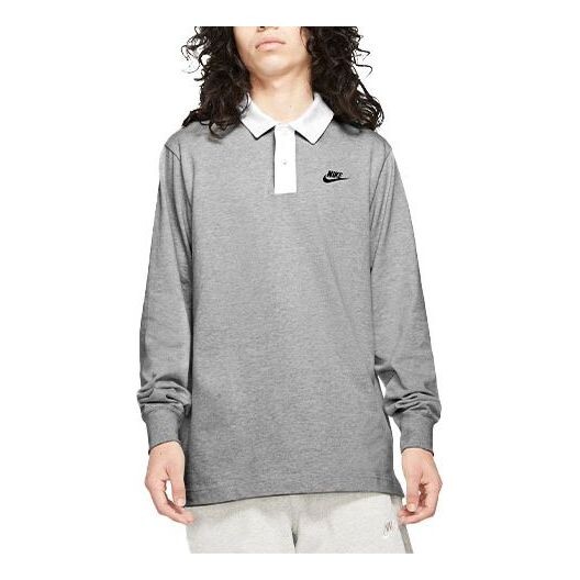 

Футболка men's contrasting colors long sleeves polo gray polo shirt Nike, серый