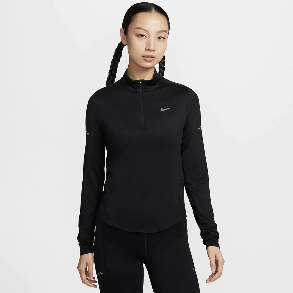 Женский беговой топ Swift Dri-FIT UV с четвертью молнии чёрного цвета от Nike