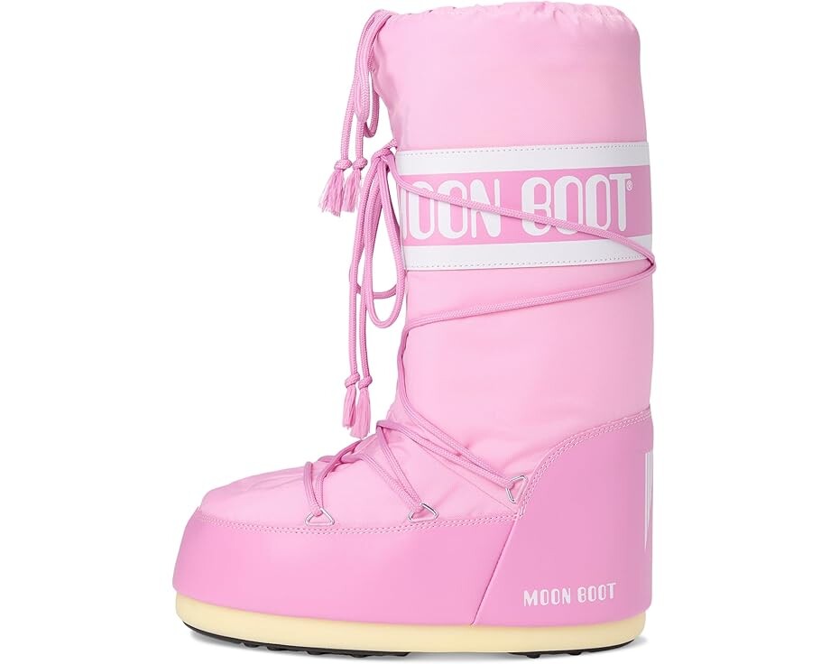 Зимние сапоги Moon Boot с логотипом на толстой подошве, розовый — фото 4