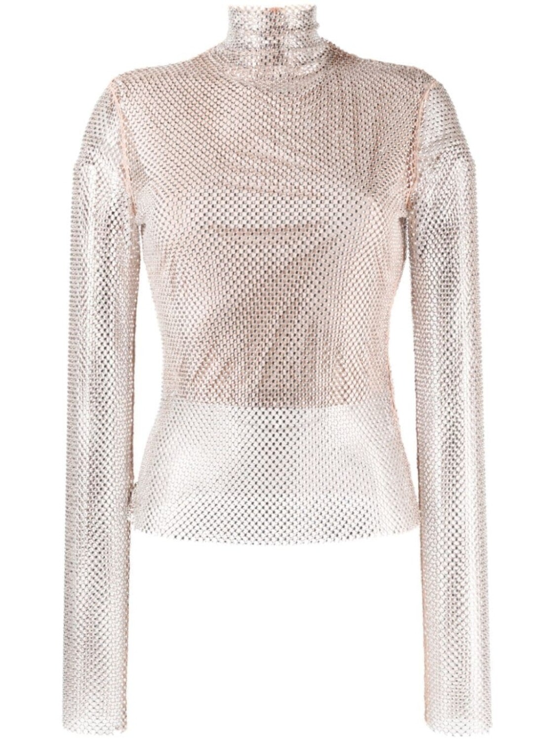 

Sportmax сетчатый топ с кристаллами, серебряный