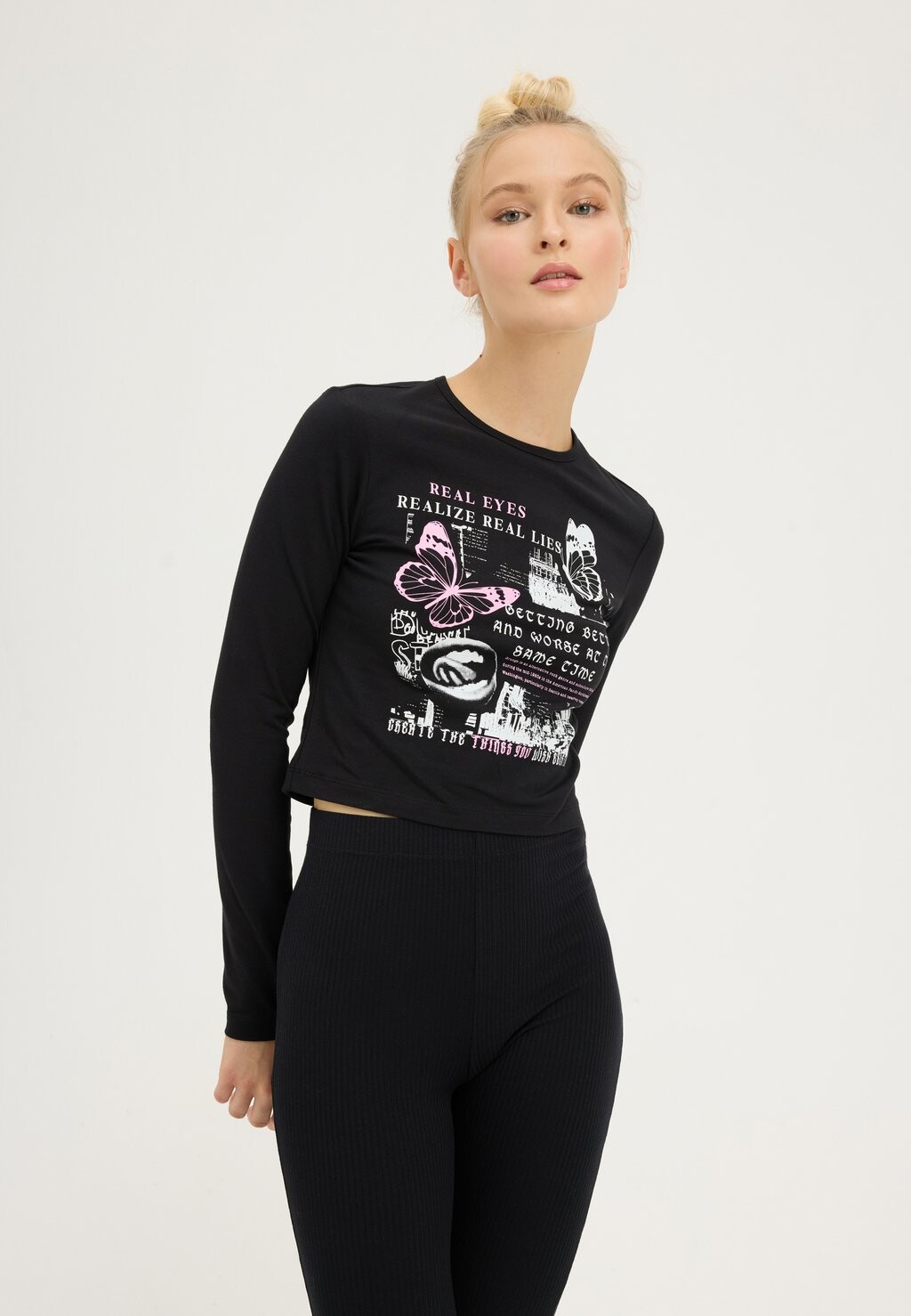 

Футболка с длинным рукавом Even&Odd, черная, Черный, Футболка с длинным рукавом Even&Odd, черная