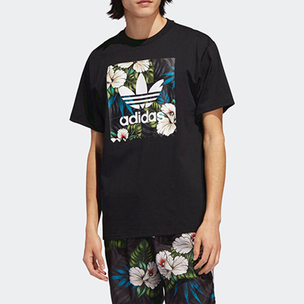 Футболка originals flowers printing short sleeve black Adidas, черный — фото 3