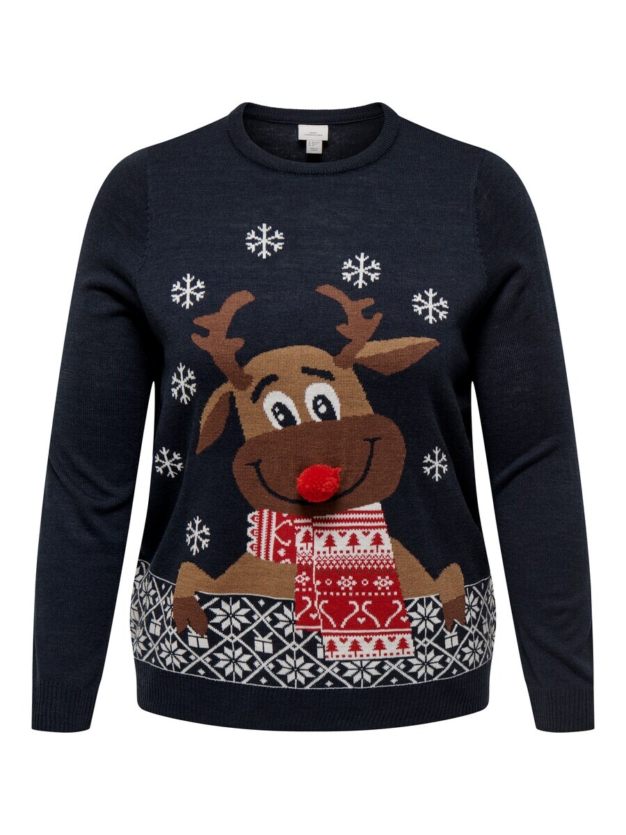 

Тонкий вязаный свитер ONLY Carmakoma Sweater CARXmas, ночной синий