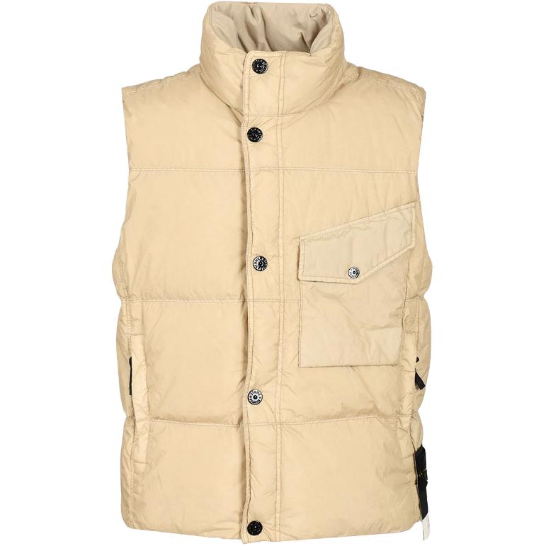 

Безрукавка с высоким воротником и нашивкой с логотипом Stone Island, бежевый