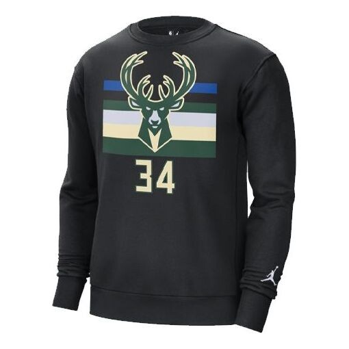

Толстовка Air Jordan NBA Milwaukee Bucks Sports Fleece Round Neck Black, черный