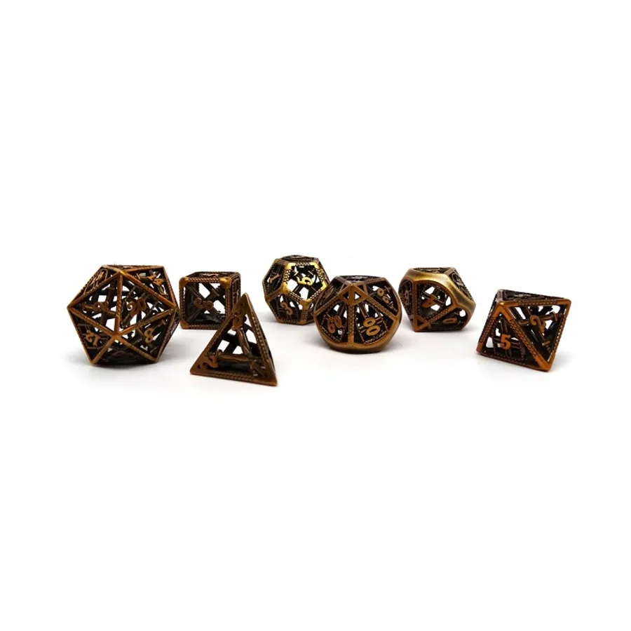 

Полый кубик божественного возмездия – золото (7), Dice - Metal 7 Piece Poly Sets (Easy Roller Dice)