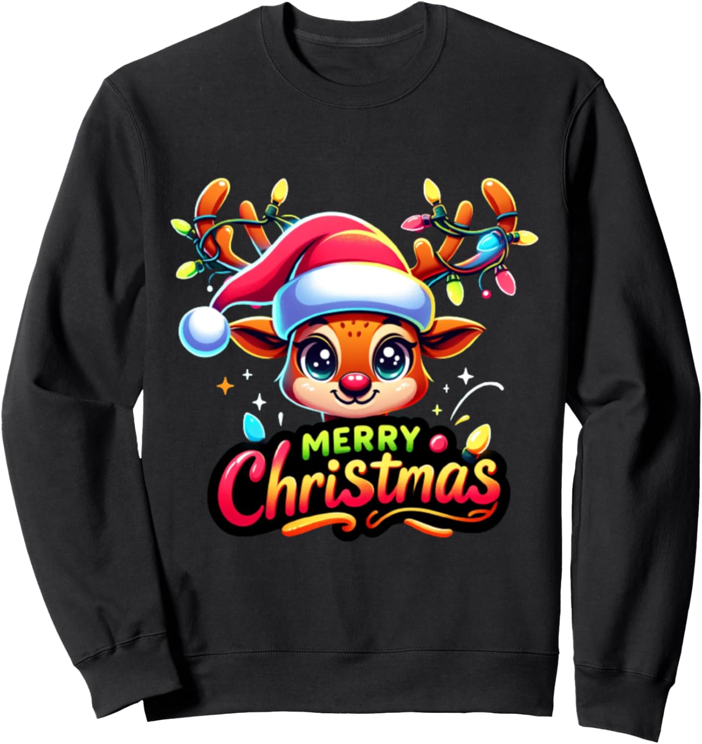 

Рождественская толстовка с изображением оленей, унисекс Colorful Art Gifts Men Women, черный