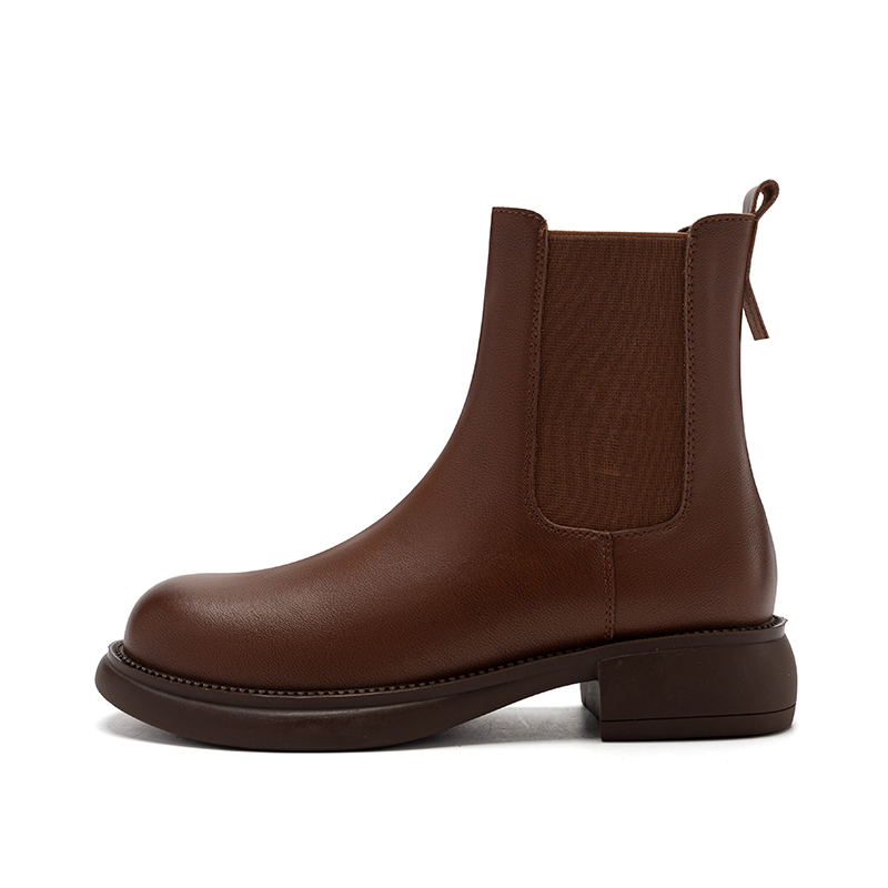 Женские полусапоги Chelsea Boots 4cm ZHR, Коричневый [С флисовой подкладкой] — фото 4