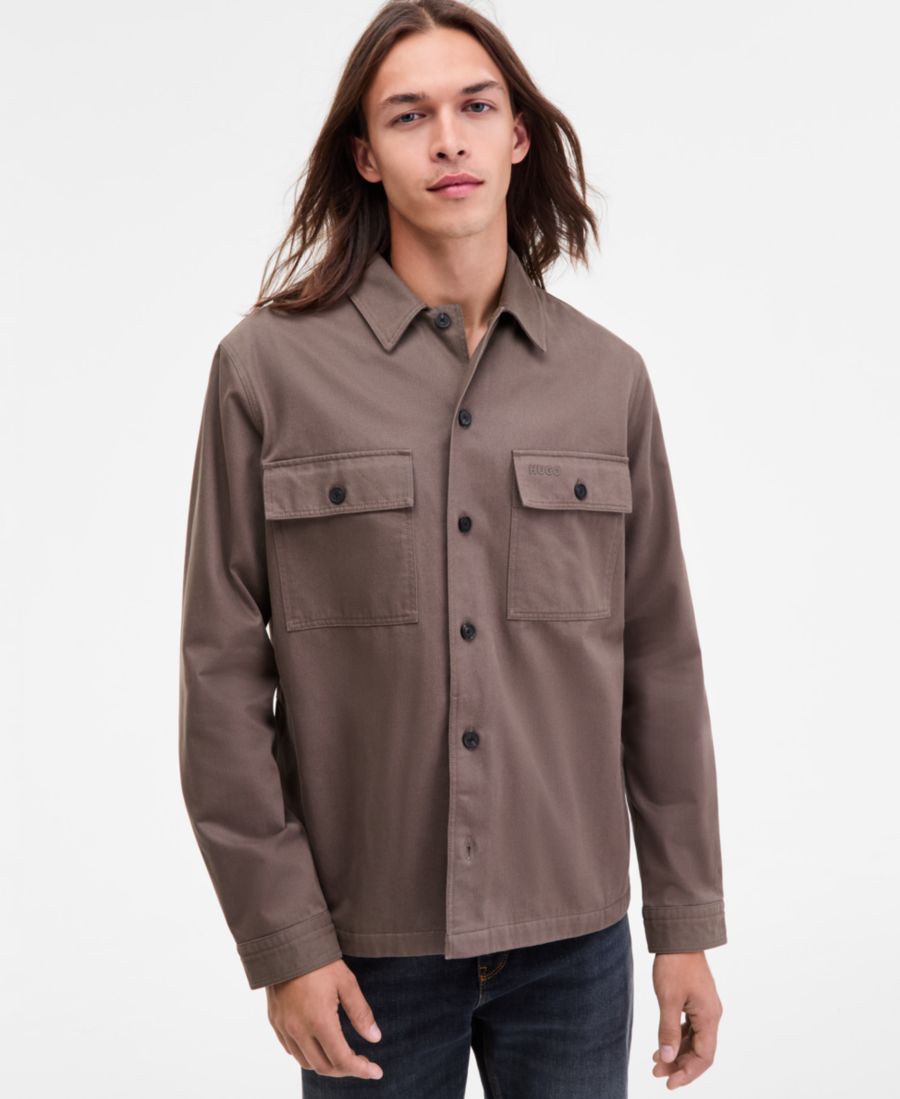 

Мужская рубашка с длинными рукавами Epoldo свободного кроя Hugo Boss, grey