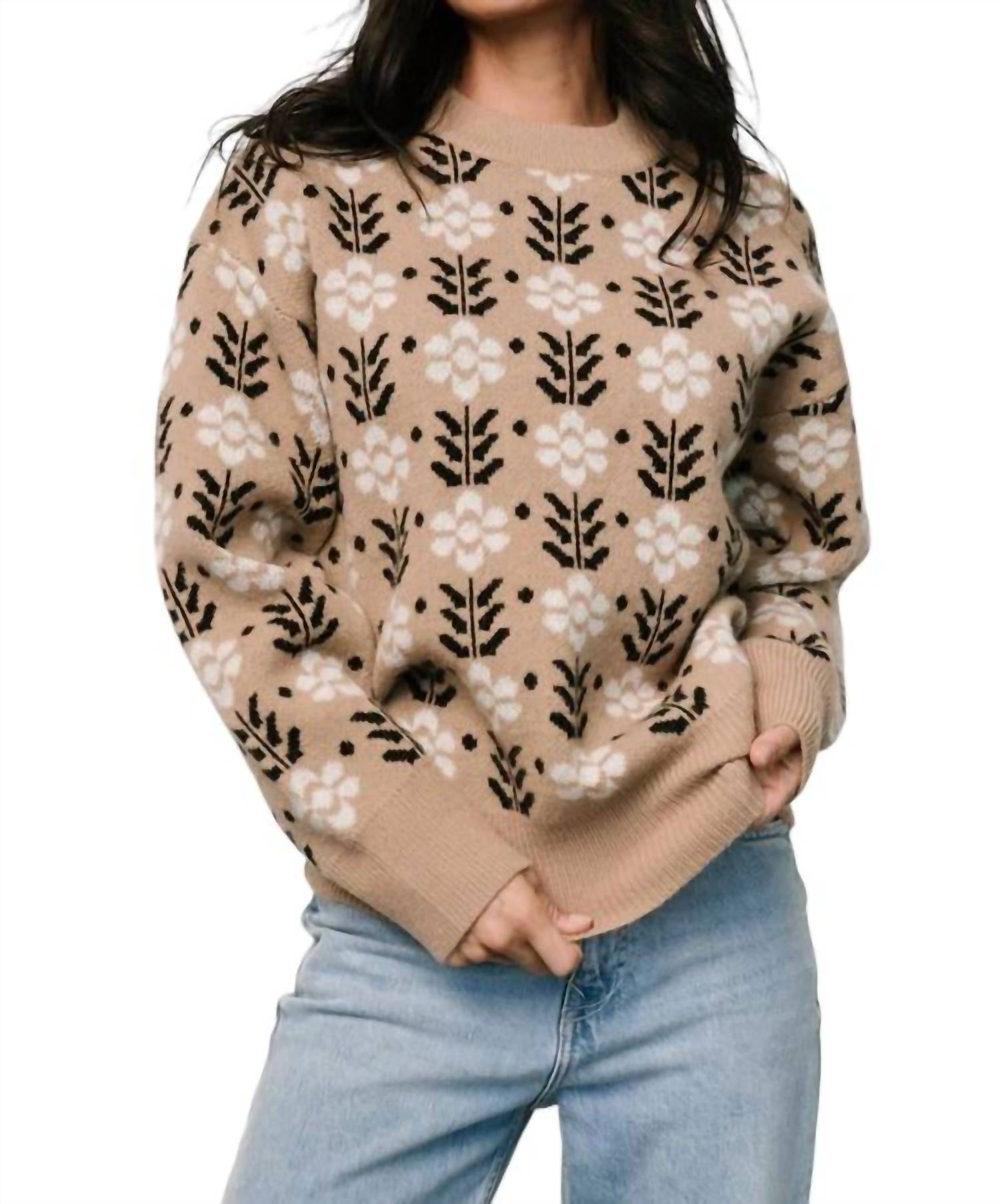 

Свитер Brienne Floral в цвете Taupe Listicle, серо-коричневый