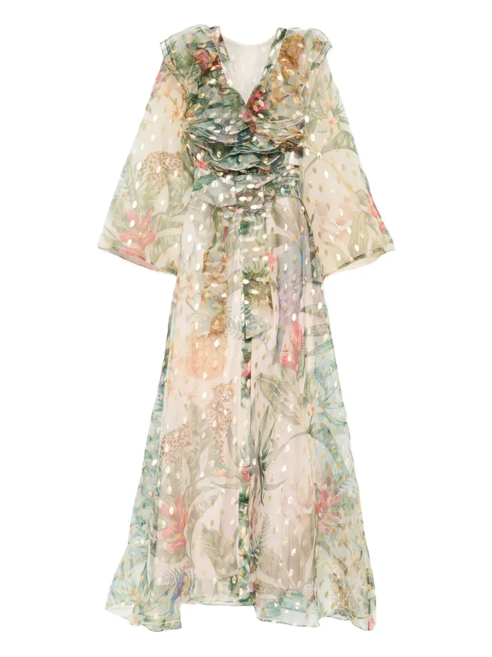 

Платье макси с цветочным принтом MIAU by Clara Rotescu, нейтральный