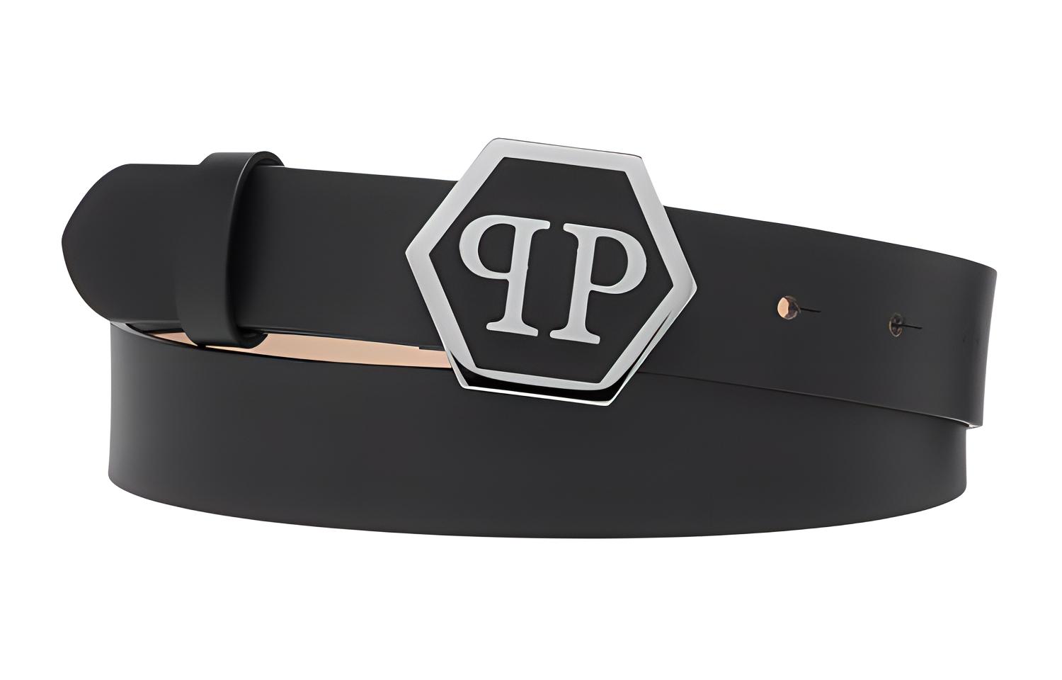 

PHILIPP PLEIN Кожаный ремень с шестиугольным логотипом, Black