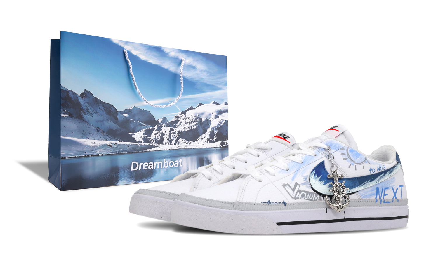 

Nike Кроссовки для скейтбординга Court Legacy Nautical Journal противоскользящие износостойкие низкие унисекс синий белый серый, цвет Blue, White, Gray (Shopping Bag)