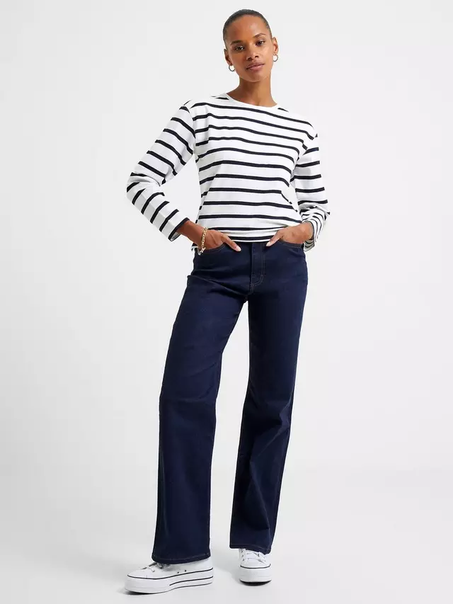 

Футболка French Connection Rallie Long Sleeve Stripe, цвет white/marine