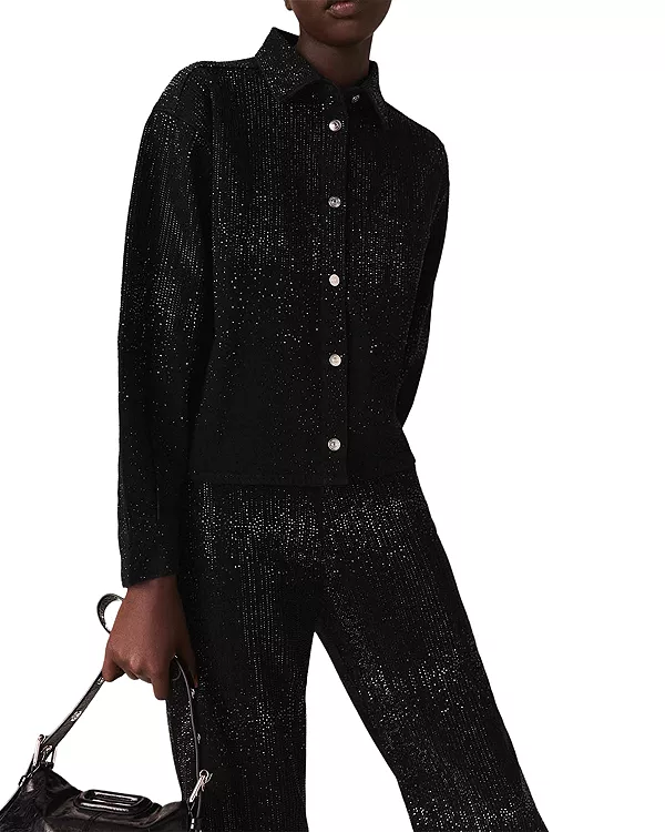 

Джинсовая рубашка с декором Maje, черный