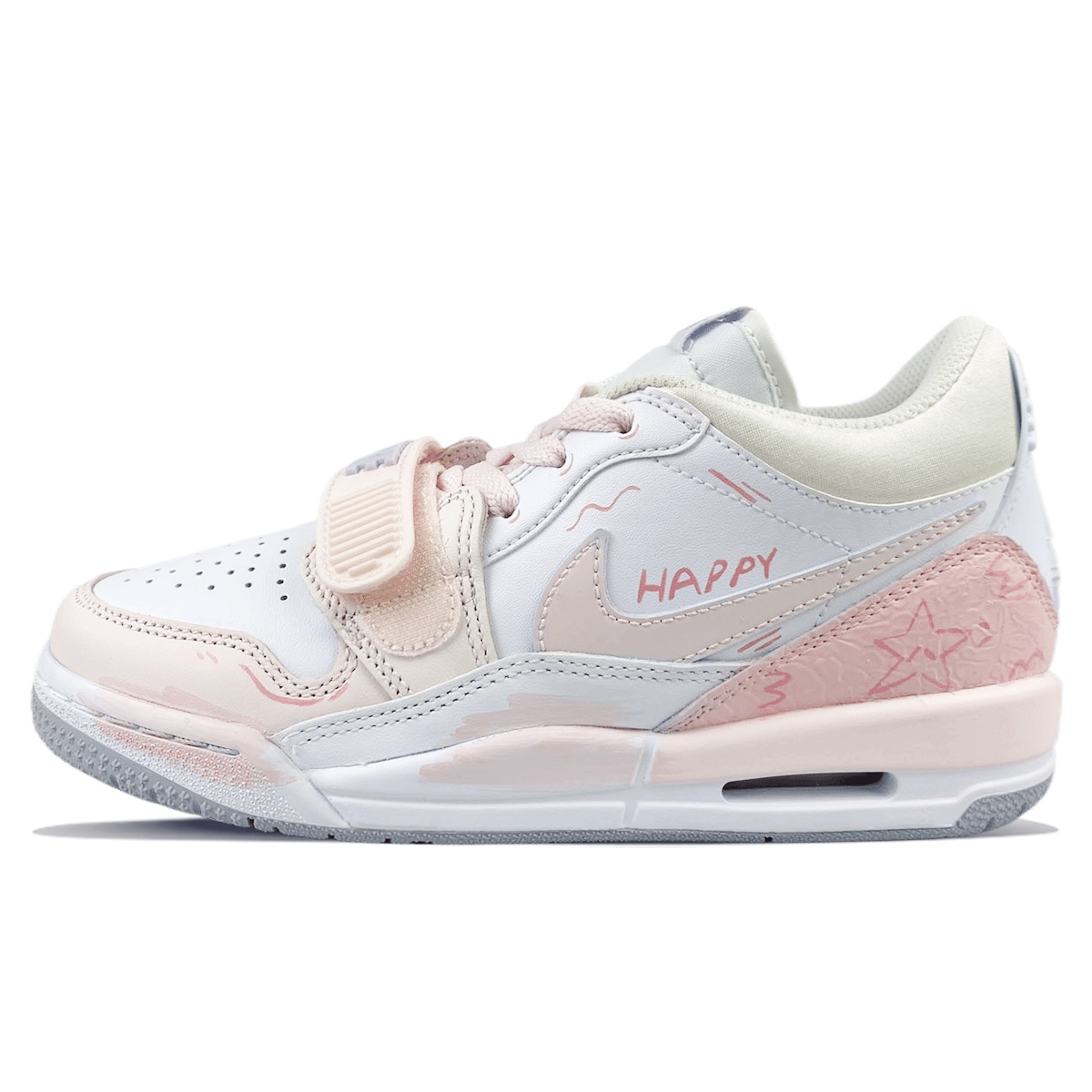 

Jordan Легкие детские баскетбольные кроссовки low top White Pink для подростков с технологией Legacy 312, амортизацией и износостойкостью