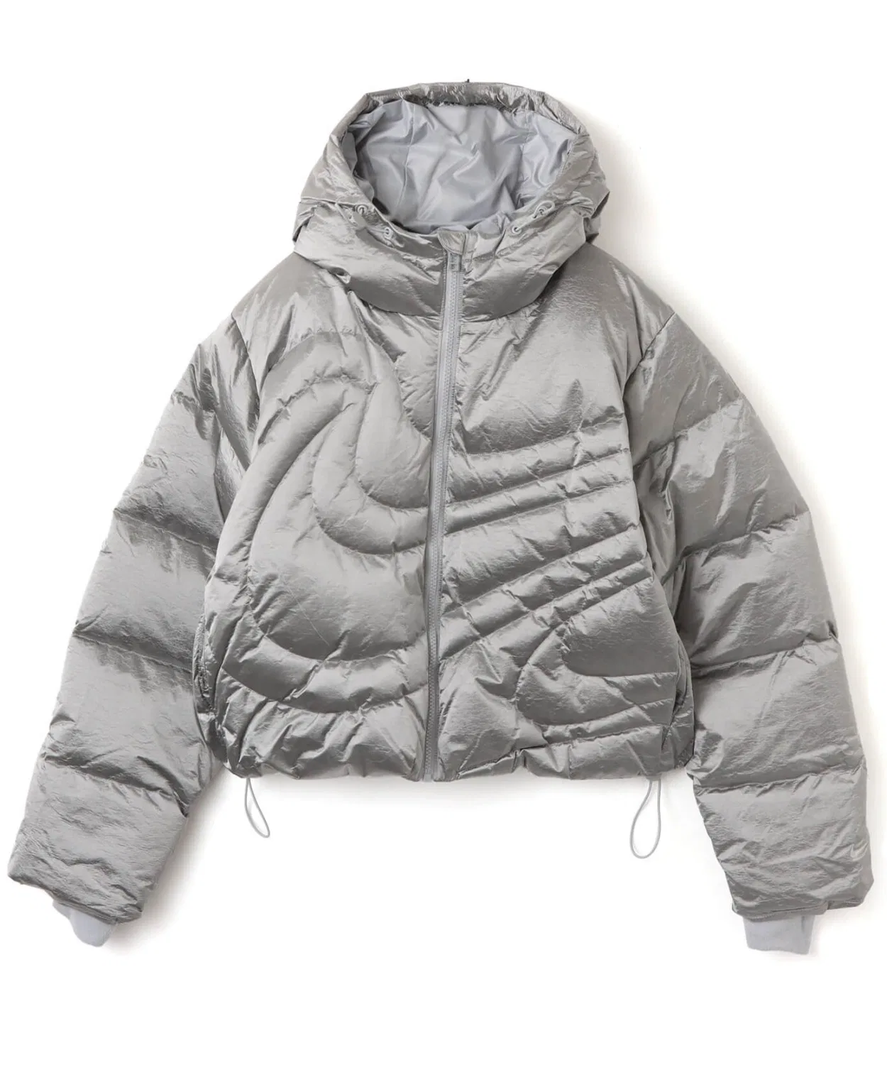 Пуховик женский Nike Therma-FIT Metallic Swoosh Puffer серебристый