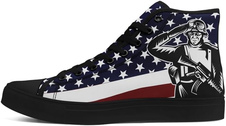 

Высокие кеды на шнуровке для мужчин и женщин с флагом США, классические модные повседневные кроссовки для празднования американской независимости Awsole, черный