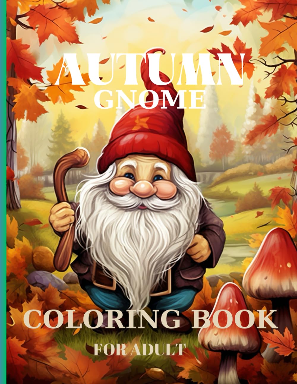 

Autumn Gnome Coloring Page for Adult Relaxation: Delightful coloring book crafted for adults seeking relaxation and creativity