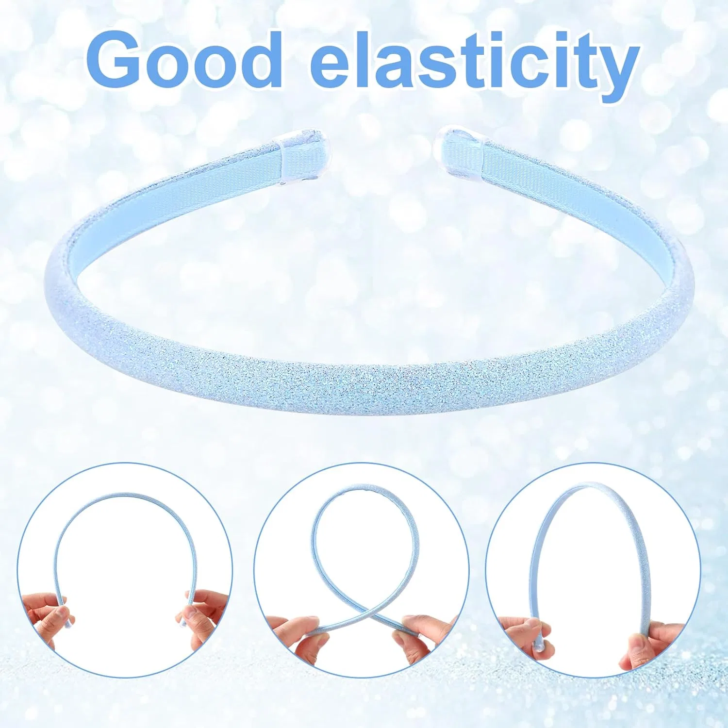 Набор из 6 блестящих ободков с пайетками для девочек и женщин Wy Lighting Level, White, Pink, Gold, Blue, Nude, Silver — фото 3