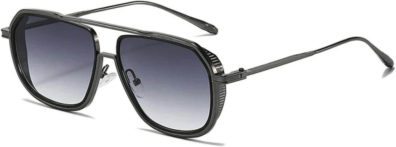 

Модные солнцезащитные очки с двойной перемычкой, защитой от УФ-излучения UV400 и прозрачными линзами. Стильные солнцезащитные очки для женщин и мужчин TKKTLLT, Gun-gray