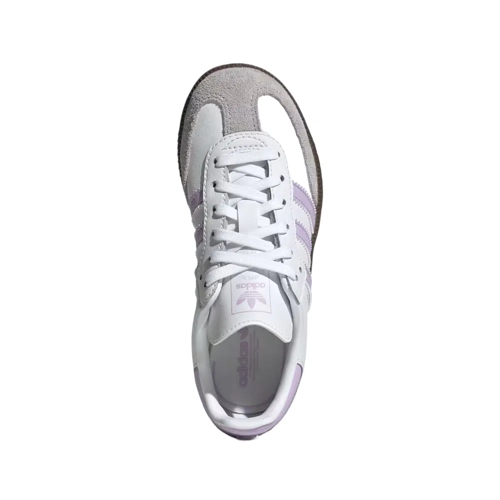 Кроссовки SAMBA OG Leather Low top Skateboard Shoes Kids' Adidas Originals, White Pink — фото 4