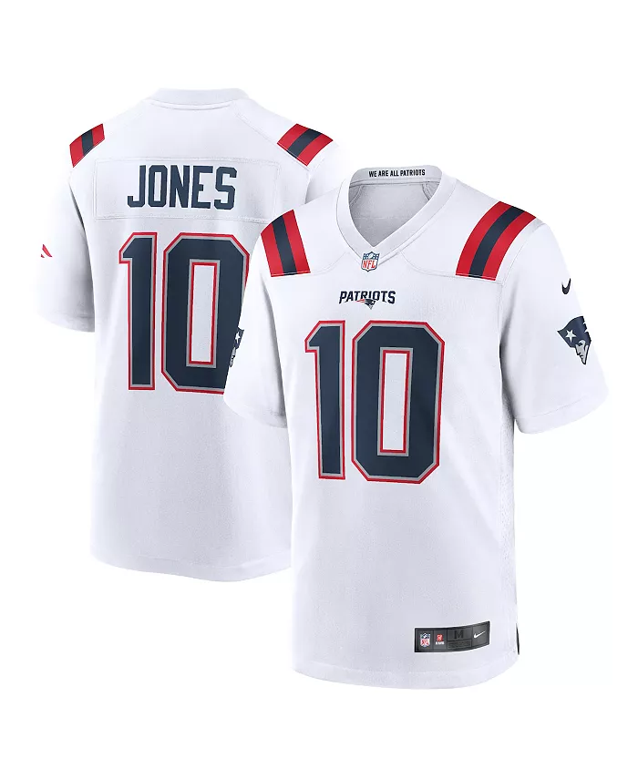

Мужская игровая футболка Mac Jones New England Patriots Team Nike, белый