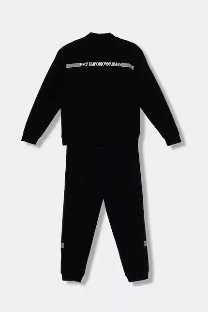 Спортивный костюм из хлопка EA7 Emporio Armani, черный — фото 2