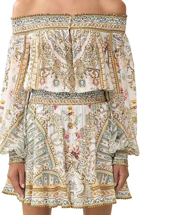 

Шелковое платье с открытыми плечами Camilla, мультиколор