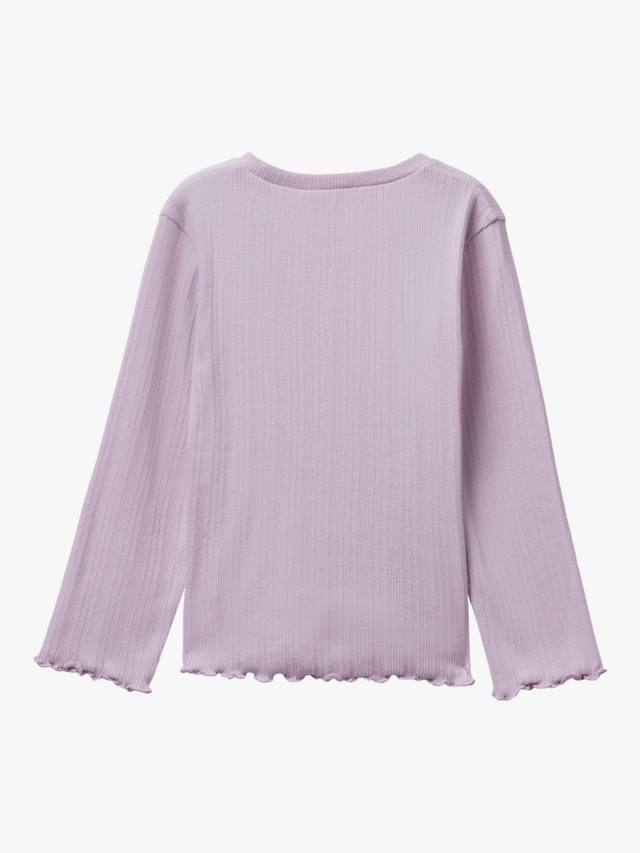 Детская футболка с длинным рукавом и принтом из хлопковой смеси Benetton, Violet — фото 2
