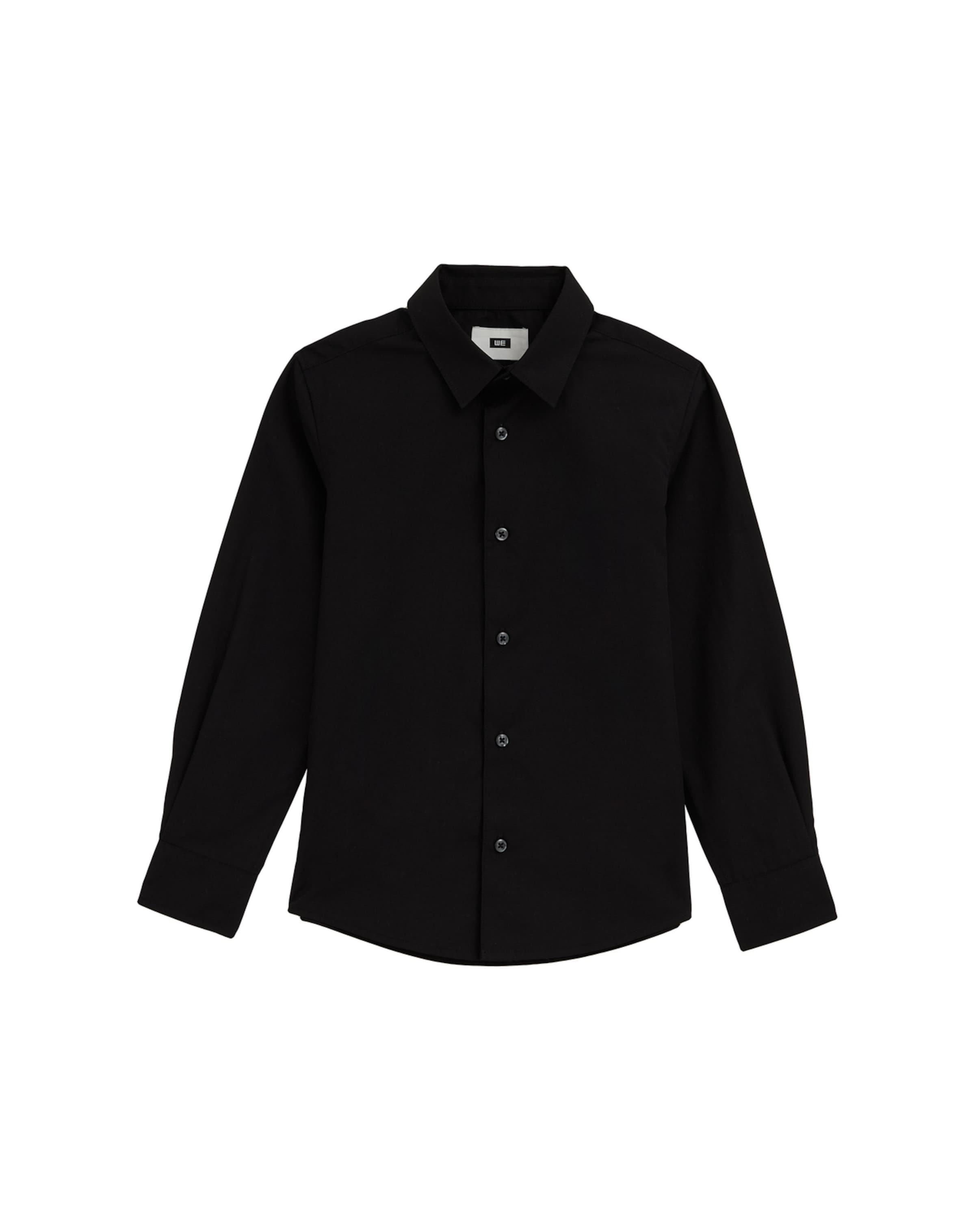 

WE Fashion Рубашка на пуговицах Regular fit в черном цвете