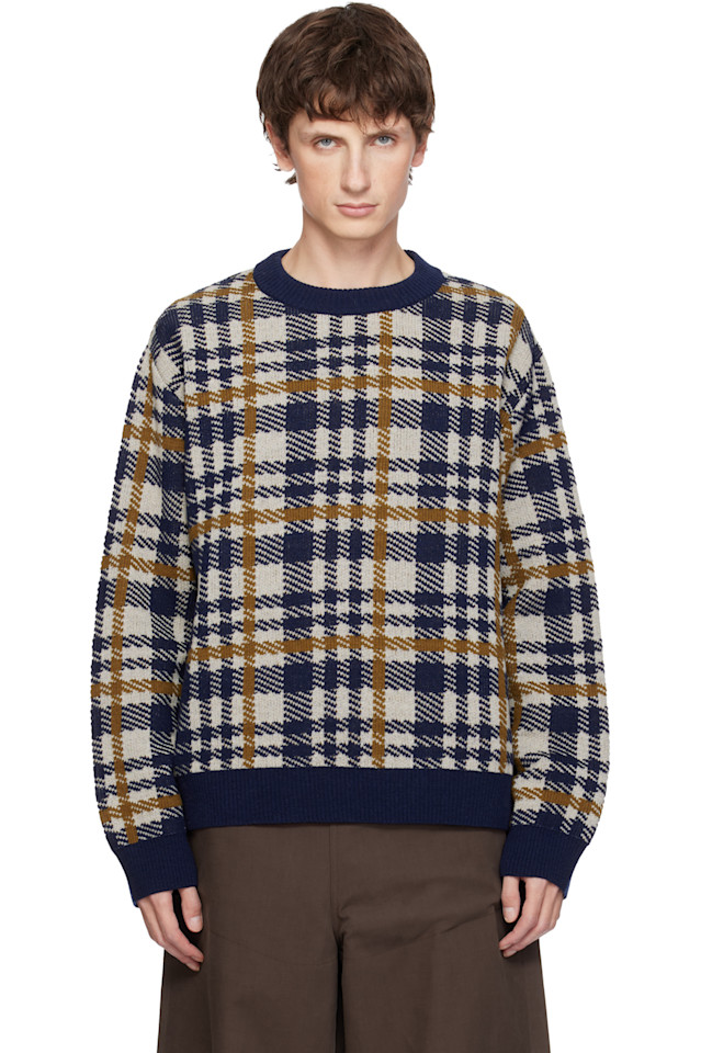 

Свитер в клетку Dries Van Noten, темно-синий