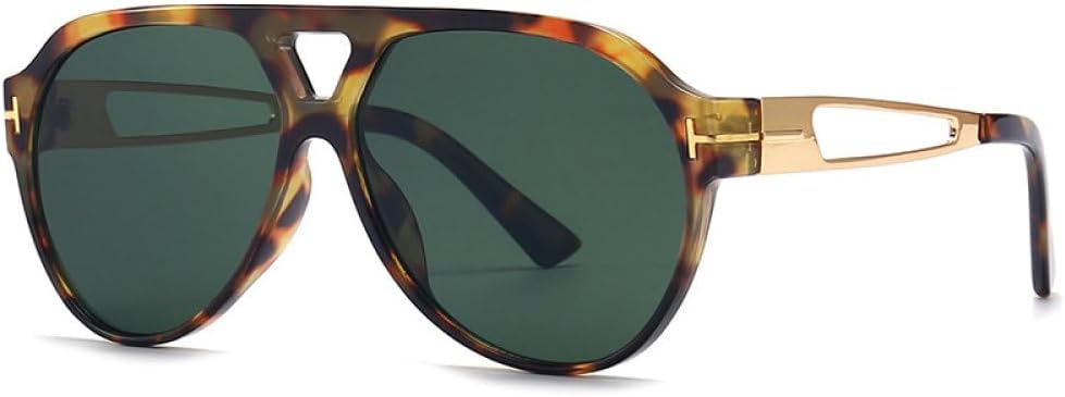 

Солнцезащитные очки большого размера 2027 года для женщин, модные солнцезащитные очки для вождения для мужчин, градиентные ретро-очки с защитой от УФ-излучения UV400 MTZJH, Leopard Green