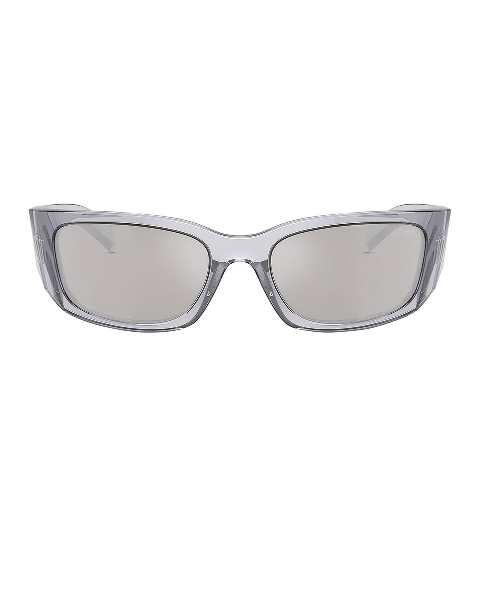 

Прямоугольные солнцезащитные очки Prada, цвет Transparent Silver