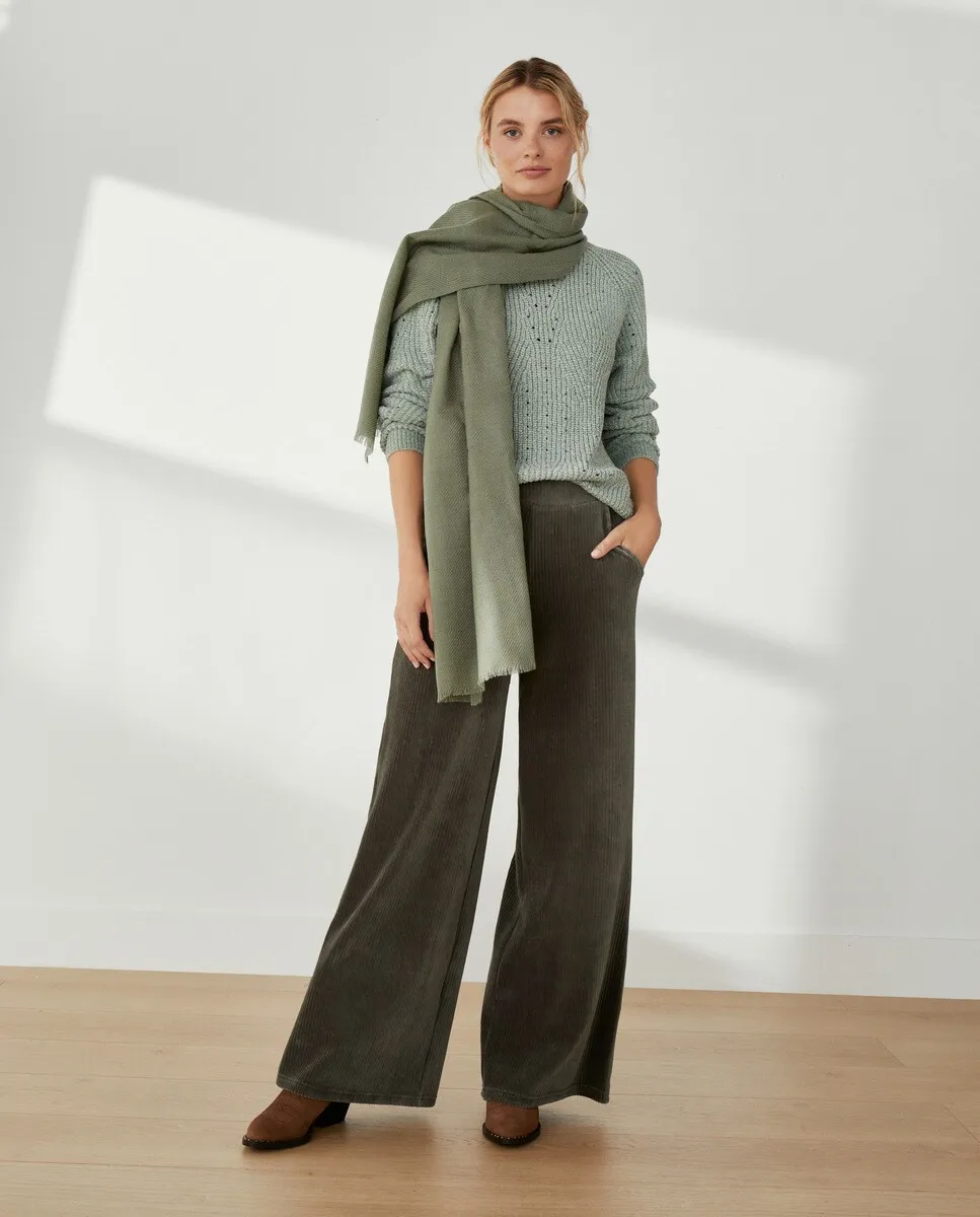 

Женские вельветовые брюки палаццо Southern Cotton, хаки